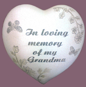 Heart-shaped Pebble Grave Tribute – In Loving Memory GRANDMA