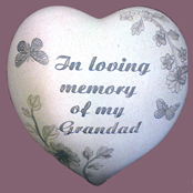 Heart-shaped Pebble Grave Tribute – In Loving Memory GRANDAD