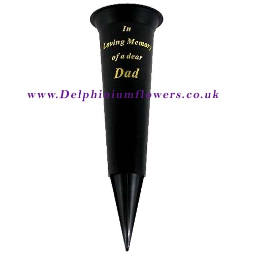 Black Grave Vase Cone Spike - Dad - Click Image to Close